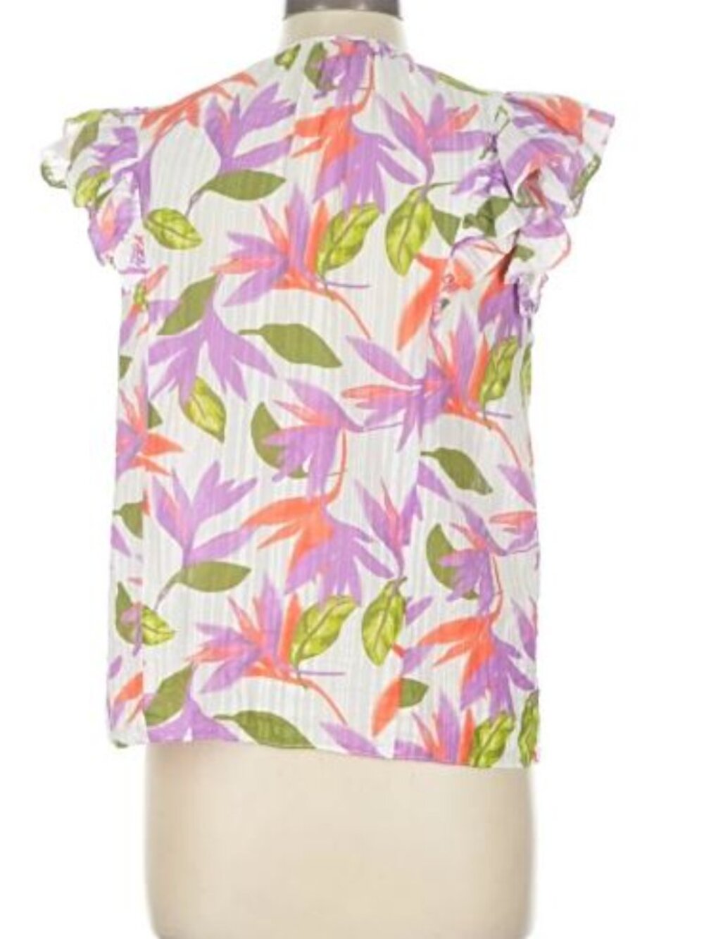 Ramy Brooks Orla Floral Top Large Multicolor Ruffle Sleeveless Blouse Cotton - Picture 4 of 10
